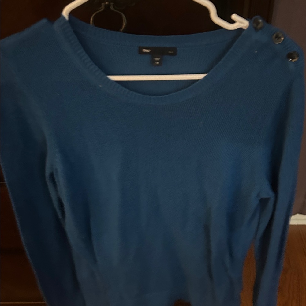 GAP Teal Knit Sweater with Shoulder Buttons